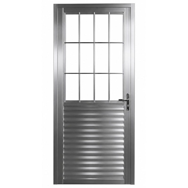 Porta Quality Postigo Home 0,80XA2,10M Lado Direito de Aluminio Branco de Vidro Canelado