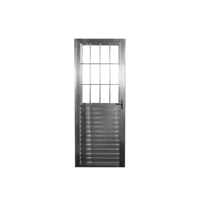 Porta Quality Postigo Home 0,80XA2,10M Lado Direito de Aluminio Branco de Vidro Canelado