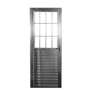 Porta Quality Postigo Home 0,80XA2,10M Lado Direito de Aluminio Branco de Vidro Canelado