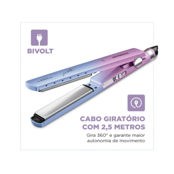 Prancha Alisadora Mondial By Juliette Bivolt P-JU-03 Azul/Rosa-1aa005d9-7fef-47b1-b456-3e41a5aead54