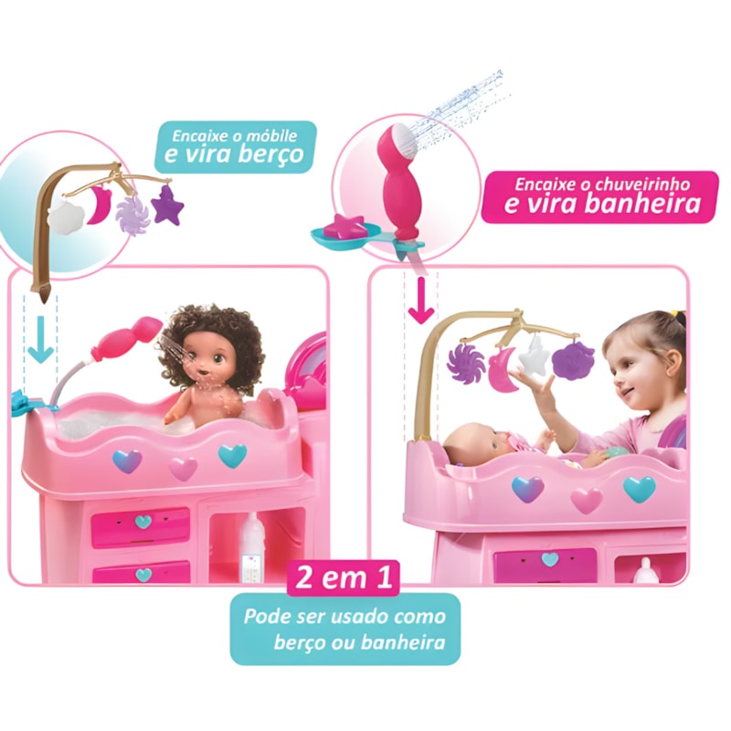 Quarto dos Sonhos Magic Toys 2 em 1 Rosa Infantil com Acessórios