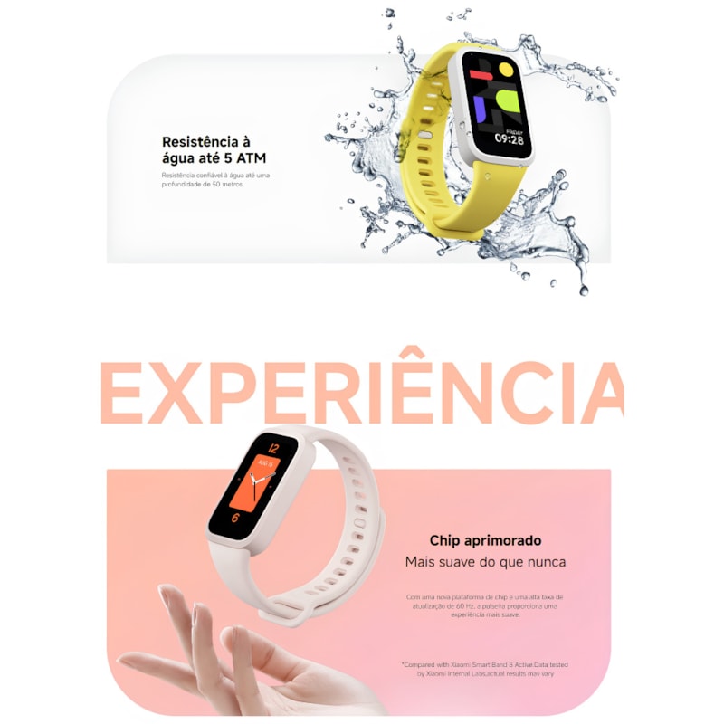 Relógio Pulseira Inteligente Xiaomi Band 9 Active, Monitoramento Cardíaco, 50 Modos Esportivos-18377646-df2b-44a6-94fd-10ce916f6d12