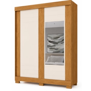 Roupeiro ACP Moveis Ayla 2 Portas 2 GavetasCom Espelho Cinamomo/Off White Bicolor