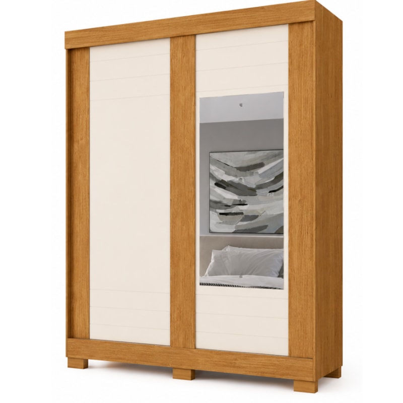 Roupeiro ACP Moveis Ayla 2 Portas 2 GavetasCom Espelho Cinamomo/Off White Bicolor-9d7b448e-3ac0-40d5-b337-5578e0f9d065
