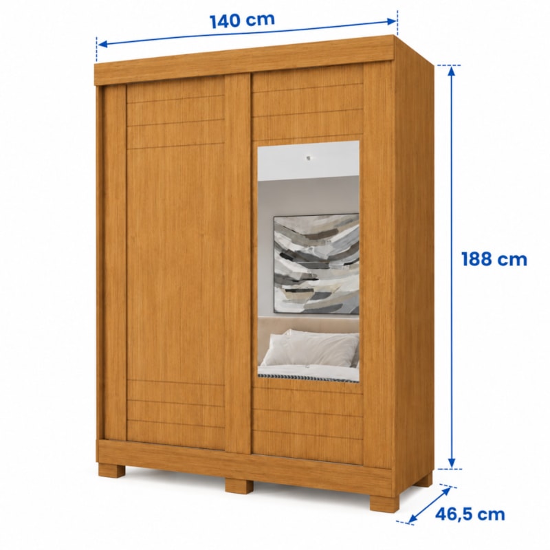 Roupeiro ACP Moveis Ayla 2 Portas 2 GavetasCom Espelho Cinamomo/Off White Bicolor-345f9744-4506-4a3a-81a4-1261de625735