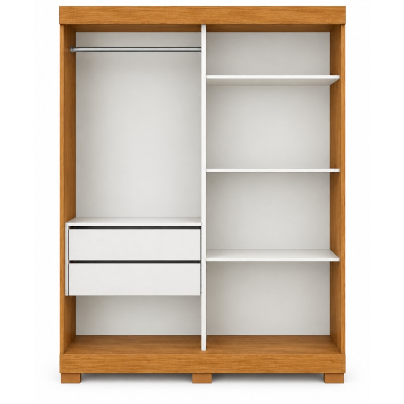 Roupeiro ACP Moveis Ayla 2 Portas 2 GavetasCom Espelho Cinamomo/Off White Bicolor-f3e823ba-735d-4402-8b29-be75a8f5d6f8