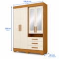 Roupeiro ACP Moveis Debora Capelinha 4 Portas 3 Gavetas com Espelho Cinamomo/Off White-2b8a7751-6240-43c3-a90d-c10a62a868e0