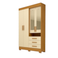 Roupeiro ACP Moveis Debora Capelinha 4 Portas 3 Gavetas com Espelho Cinamomo/Off White-a87ed9c9-fd61-4d10-8f76-e52c64c8c58a