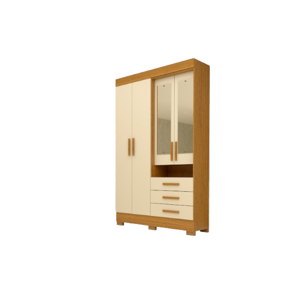 Roupeiro ACP Moveis Debora Capelinha 4 Portas 3 Gavetas com Espelho Cinamomo/Off White-19ee304f-db63-4fcf-9cb4-6ce135f6f69f
