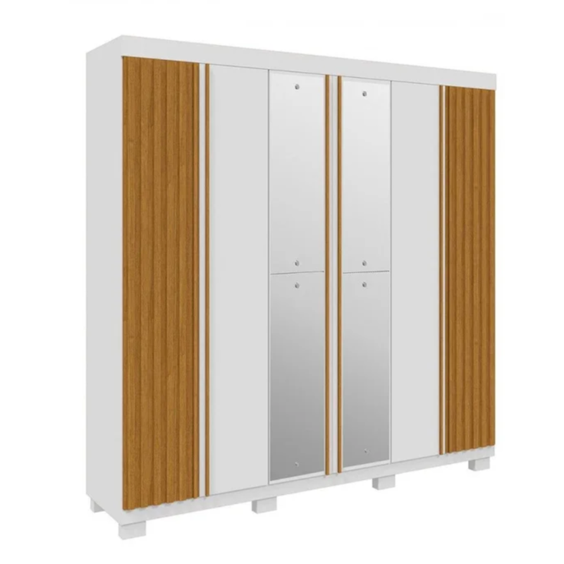 Roupeiro ACP Moveis Eliza 6 Portas 6 Gavetas Com Espelho Branco/Cinamomo-69a43920-db1e-4017-93b9-6179a98fdc6b