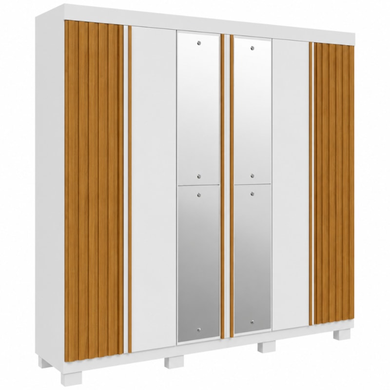 Roupeiro ACP Moveis Eliza 6 Portas 6 Gavetas Com Espelho Branco/Cinamomo-cb2dde7d-131d-4e34-93aa-07ec356b8111