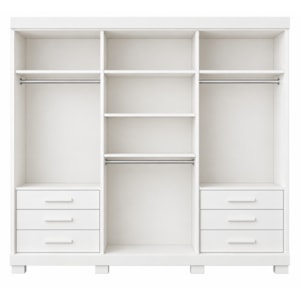 Roupeiro ACP Moveis Eliza 6 Portas 6 Gavetas Com Espelho Branco/Cinamomo