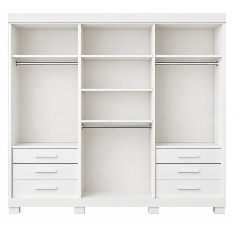 Roupeiro ACP Moveis Eliza 6 Portas 6 Gavetas Com Espelho Branco/Cinamomo-ab4b55d2-19a6-49ca-a15e-c1a96dff6314