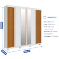 Roupeiro ACP Moveis Eliza 6 Portas 6 Gavetas Com Espelho Branco/Cinamomo-6f8fd28d-f4ef-4d21-849f-fcaec2f19cad