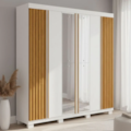 Roupeiro ACP Moveis Eliza 6 Portas 6 Gavetas Com Espelho Branco/Cinamomo-daec35ca-a062-4946-baf0-3270cb30a8d3