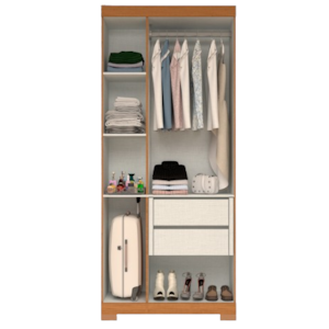 Roupeiro ACP Moveis Lana Prime 3 Portas Cinamomo/Off White