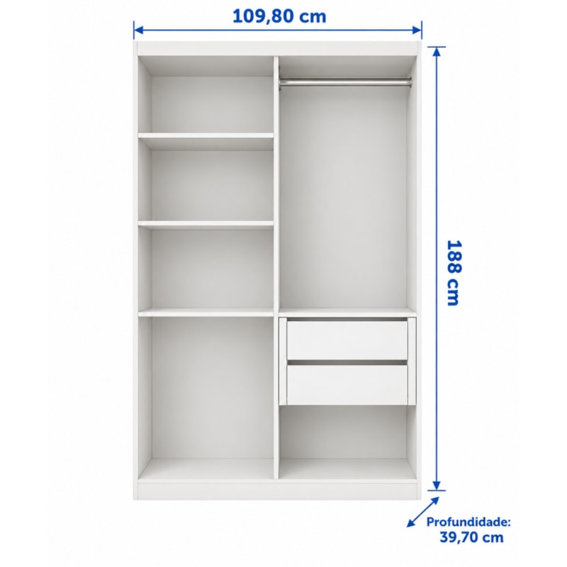 Roupeiro ACP Moveis Lana Prime 4 Portas 2 Gavetas Branco 25324.2-62a8b187-4ea9-4cb5-82e4-7090945c832a