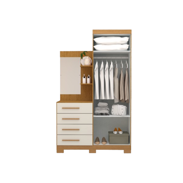 Roupeiro ACP Moveis Melissa 2 Portas 4 Gavetas com Espelho Cinamomo/Off White-162b3bd1-57b4-4198-b219-eb1dcc80207e