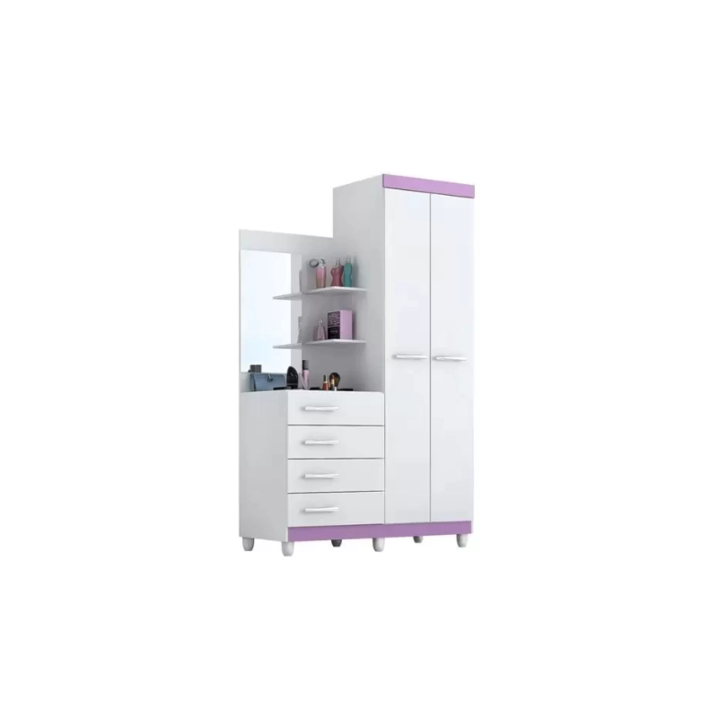 Roupeiro ACP Moveis Melissa 2 Portas 4 Gavetas com Espelho Flex