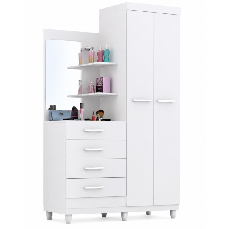 Roupeiro ACP Moveis Melissa 2 Portas 4 Gavetas com Espelho Flex-63619e7b-a01e-4aeb-ae0d-707566820a21