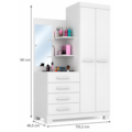 Roupeiro ACP Moveis Melissa 2 Portas 4 Gavetas com Espelho Flex-441a3060-43a3-43de-a780-7dfacbf68c07