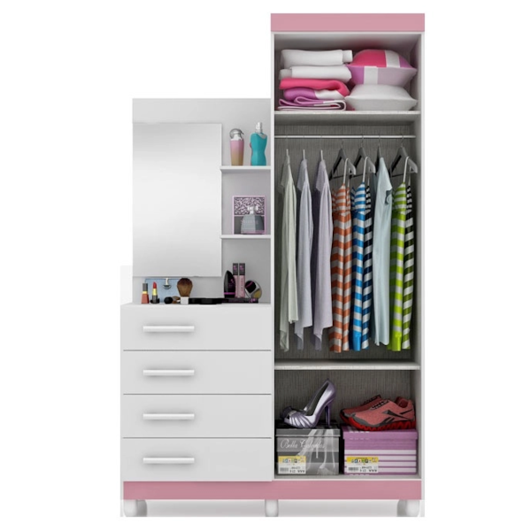 Roupeiro ACP Moveis Melissa 2 Portas 4 Gavetas com Espelho Flex-4200a34c-d164-4caa-a599-0e9ce8b66a59