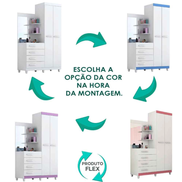 Roupeiro ACP Moveis Melissa 2 Portas 4 Gavetas com Espelho Flex-3f390f2c-909e-4936-b0f5-8b345fbe850d