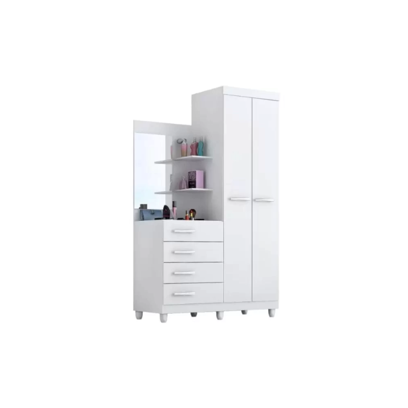 Roupeiro ACP Moveis Melissa 2 Portas 4 Gavetas com Espelho Flex