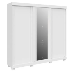 Roupeiro ACP Moveis Zara 3 Portas 4 Gavetas com Espelho Branco