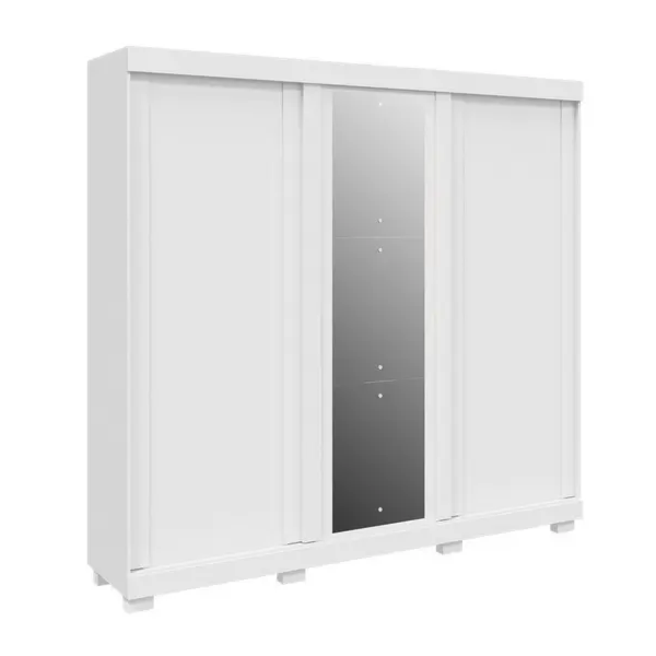 Roupeiro ACP Moveis Zara 3 Portas 4 Gavetas com Espelho Branco-c8b376f4-f23d-4cba-bf1d-6cb5f7cfa070