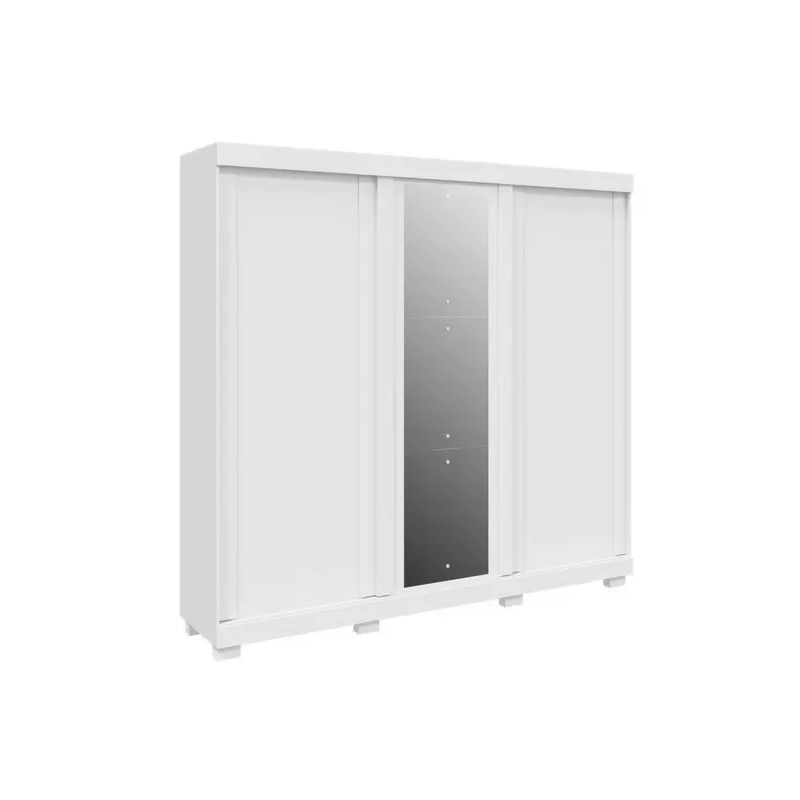 Roupeiro ACP Moveis Zara 3 Portas 4 Gavetas com Espelho Branco