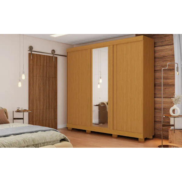 Roupeiro ACP Moveis Zara 3 Portas 4 Gavetas com Espelho Cinamomo/Off White/Cinamomo-e3bdd740-50f7-46f3-93e2-e0b188b1775b
