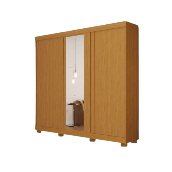 Roupeiro ACP Moveis Zara 3 Portas 4 Gavetas com Espelho Cinamomo/Off White/Cinamomo-64f57203-f554-4b87-bc7b-645ac01ad81f