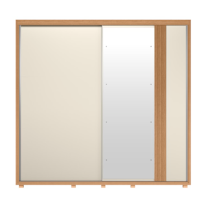 Roupeiro Albatroz Acacia 2 Portas de Correr 4 Gavetas com 4Espelho Freijo/Off White/Titanium Flex