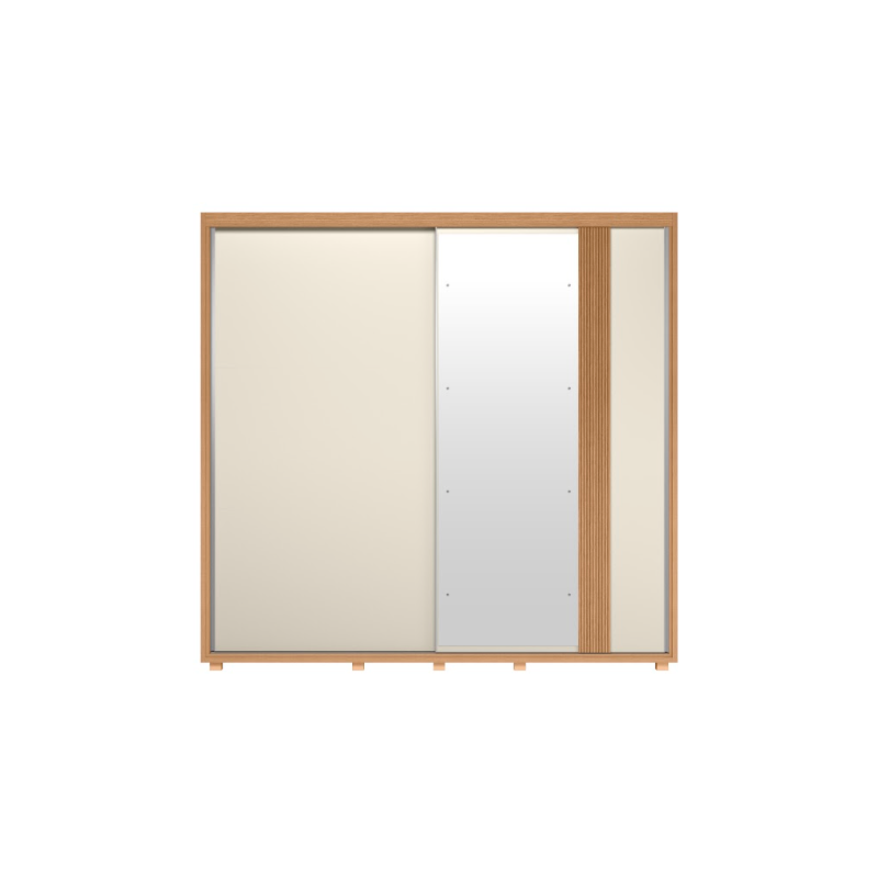 Roupeiro Albatroz Acacia 2 Portas de Correr 4 Gavetas com 4Espelho Freijo/Off White/Titanium Flex
