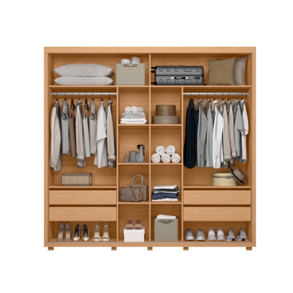 Roupeiro Albatroz Acacia 2 Portas de Correr 4 Gavetas com 4Espelho Freijo/Off White/Titanium Flex-0b3c40f6-9d20-4510-a757-521359aa9111