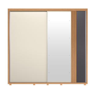 Roupeiro Albatroz Acacia 2 Portas de Correr 4 Gavetas com 4Espelho Freijo/Off White/Titanium Flex