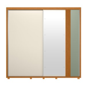 Roupeiro Albatroz Acacia 2 Portas de Correr 4 Gavetas com 4Espelhos Cinamomo/Off White/Salvia Flex