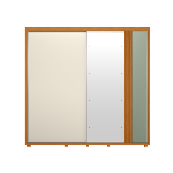 Roupeiro Albatroz Acacia 2 Portas de Correr 4 Gavetas com 4Espelhos Cinamomo/Off White/Salvia Flex-f2a50206-66af-4708-8e62-50a1251b18dd