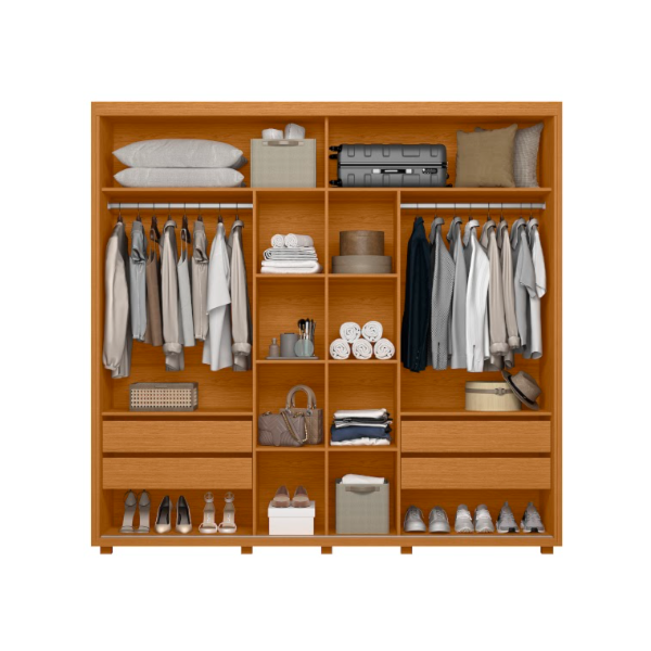 Roupeiro Albatroz Acacia 2 Portas de Correr 4 Gavetas com 4Espelhos Cinamomo/Off White/Salvia Flex-02f609f3-98d0-447c-882b-3e9fa70cbf85