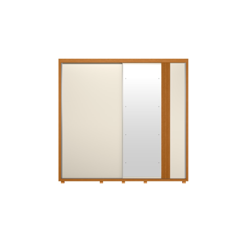 Roupeiro Albatroz Acacia 2 Portas de Correr 4 Gavetas com 4Espelhos Cinamomo/Off White/Salvia Flex