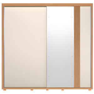 Roupeiro Albatroz Acácia 2 Portas de Correr 4 Gavetas com Espelho Freijo/Off White/Titanium