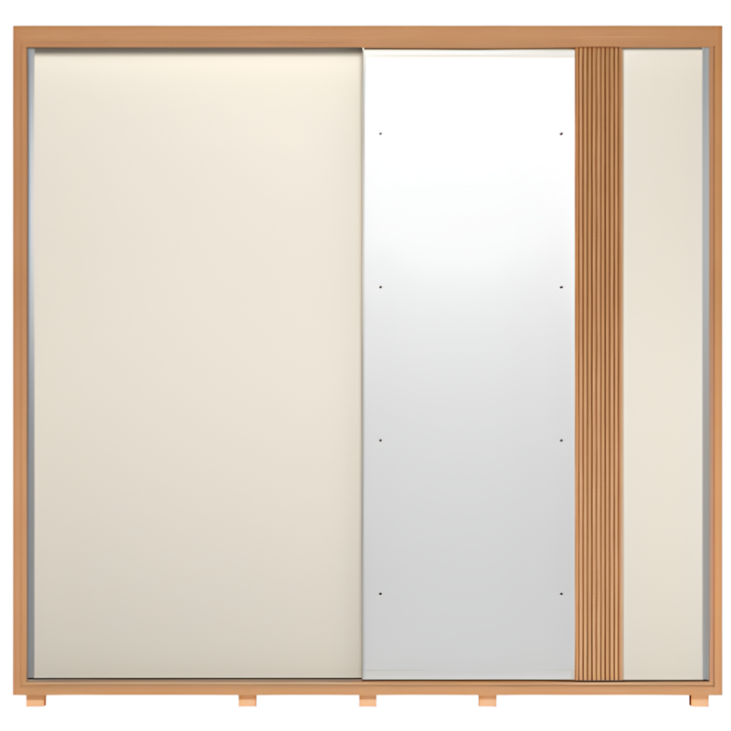 Roupeiro Albatroz Acácia 2 Portas de Correr 4 Gavetas com Espelho Freijo/Off White/Titanium-d7a8e27b-3997-4e2d-9f91-bb6738f0242f