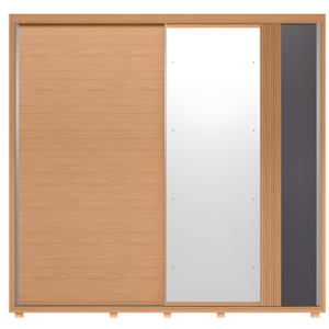 Roupeiro Albatroz Acácia 2 Portas de Correr 4 Gavetas com Espelho Freijo/Off White/Titanium