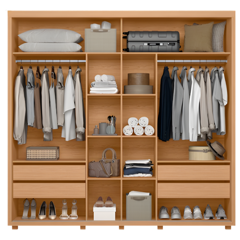 Roupeiro Albatroz Acácia 2 Portas de Correr 4 Gavetas com Espelho Freijo/Off White/Titanium-3ac3c74d-a2e9-45c2-9e64-73c4e4d48891