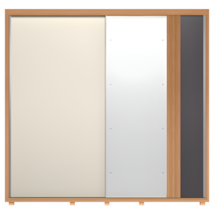 Roupeiro Albatroz Acácia 2 Portas de Correr 4 Gavetas com Espelho Freijo/Off White/Titanium