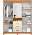 Roupeiro Albatroz Agata 4 Portas 3 Gavetas Espelho Incluso 0,70X0,36M Cinamomo/Off White Interno Branco-1e2ff1cd-2535-4f9f-829a-c7a65781619f
