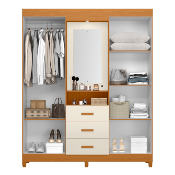 Roupeiro Albatroz Agata 4 Portas 3 Gavetas Espelho Incluso 0,70X0,36M Cinamomo/Off White Interno Branco-ab05e1eb-b147-4bb6-bafe-f53b1e46ae5f
