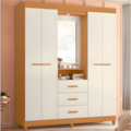 Roupeiro Albatroz Agata 4 Portas 3 Gavetas Espelho Incluso 0,70X0,36M Cinamomo/Off White Interno Branco-dc335ade-9129-45f1-97b1-7a0a4d55cb93