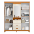 Roupeiro Albatroz Agata 4 Portas 3 Gavetas Espelho Incluso 0,70X0,36M Cinamomo/Off White Interno Branco-09a427a9-980b-4e22-9fda-bf04921cd121